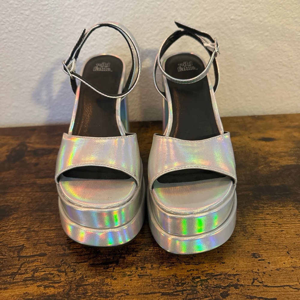 Wild Diva Silver Platform Sandals